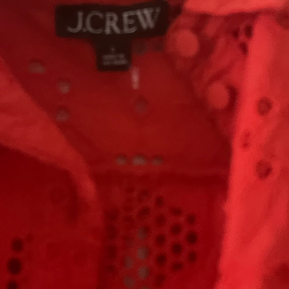 J.Crew Red Eyelet Button-Up Blouse - Picture 5 of 9